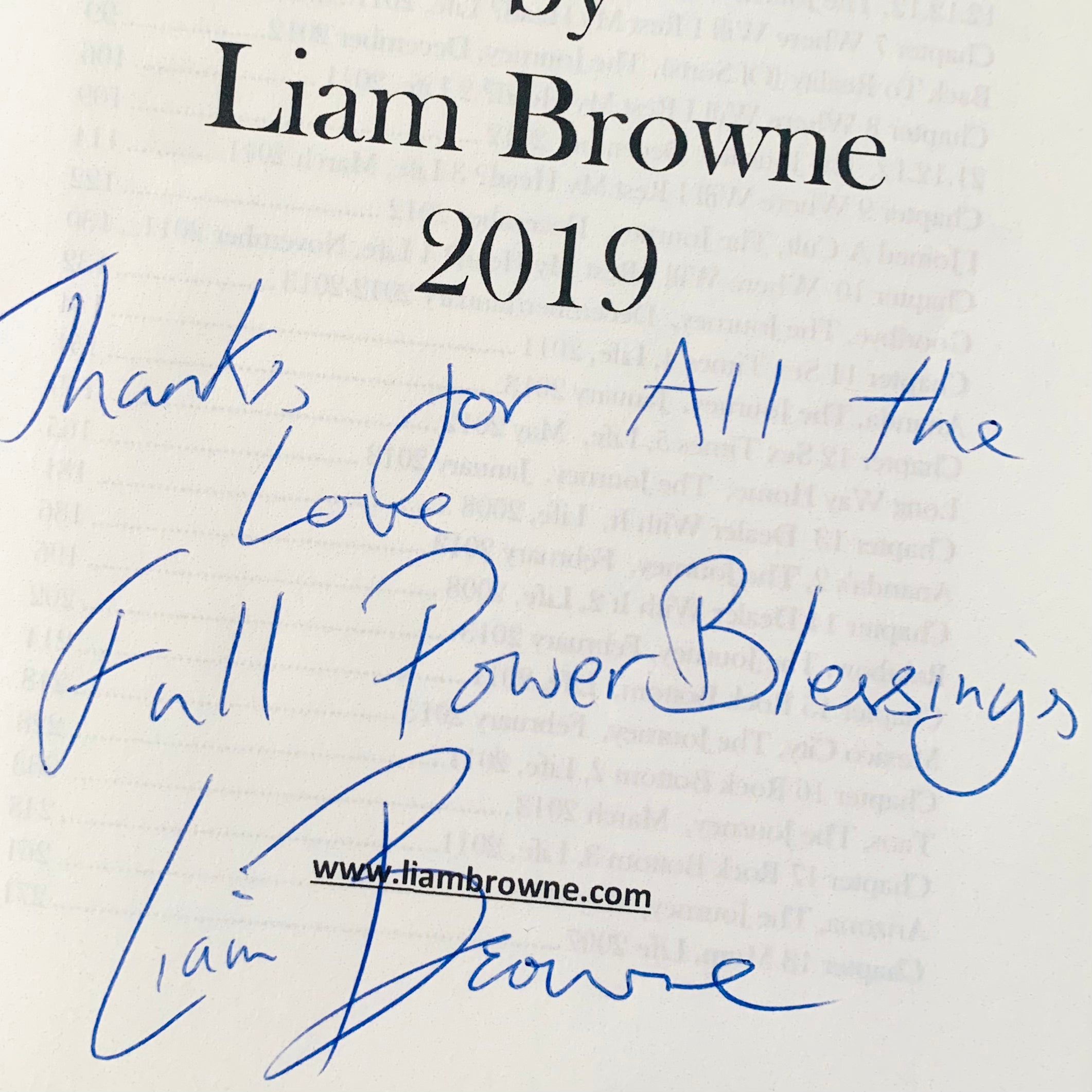 A copy of Dealer to Healer book signed by Liam Browne